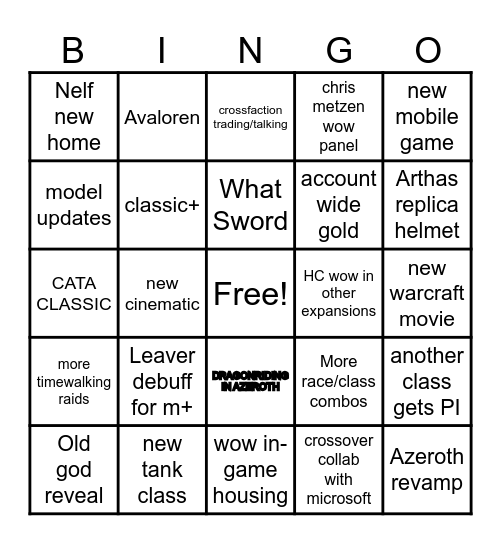 WoW blizzcon bingo 2023 Bingo Card