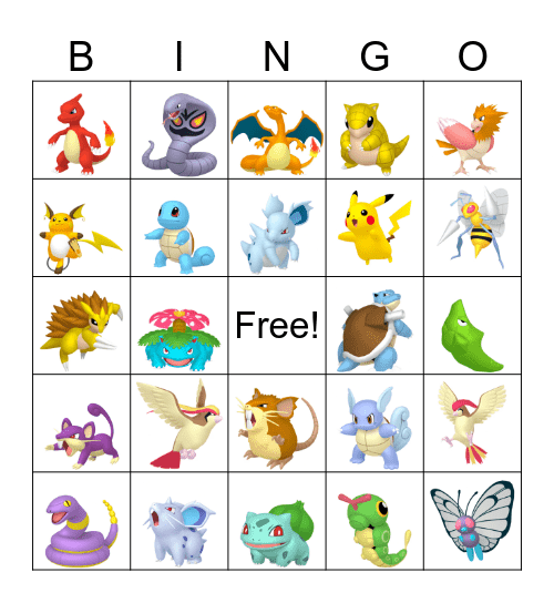 Gen 1 Bingo Card