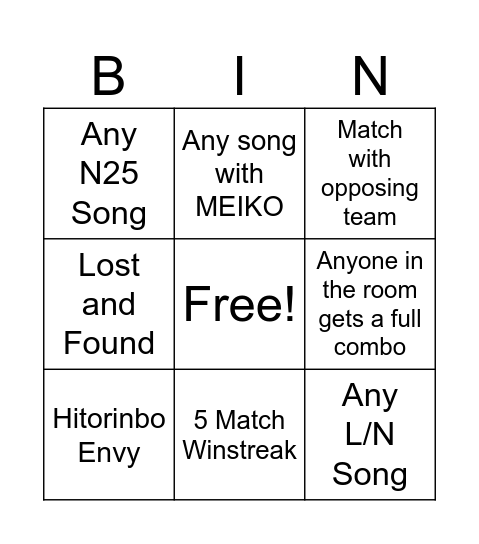 Cheerful Carnival Bingo Card