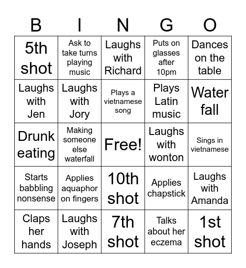 King Ly Day Bingo Card