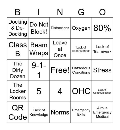 Health & Safety Bingo! Bingo Card