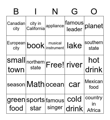 McCarver Scholar's Word Bingo Card