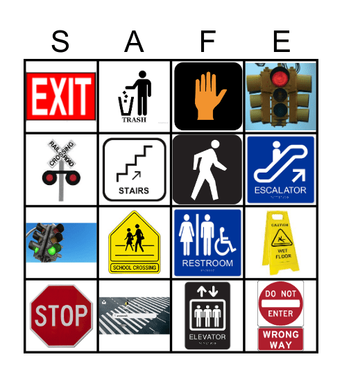 Safety Signs Bingo Card