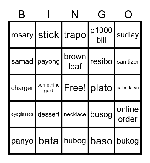 SCAM GAMES Bingo Card