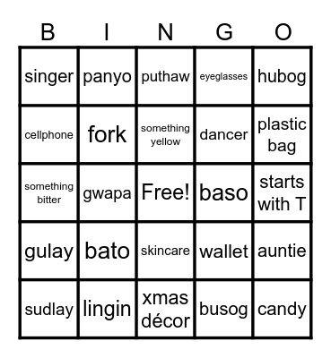 SCAM GAMES Bingo Card