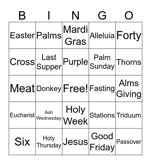 Lent Bingo Card