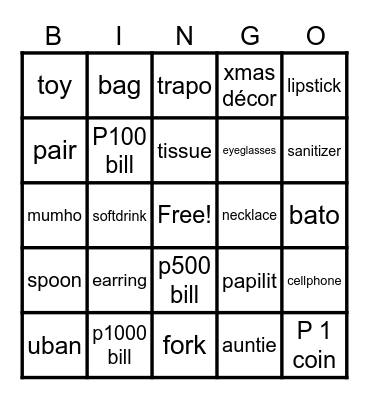 SCAM GAMES Bingo Card