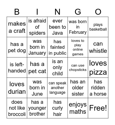 FIND SOMEONE WHO Bingo Card