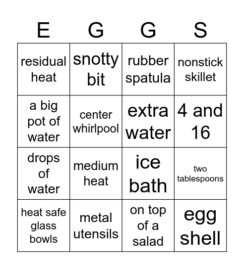 How To Cook Perfect Eggs Every Time Bingo Card