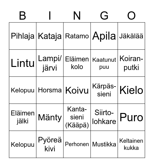 Luontobingo Card