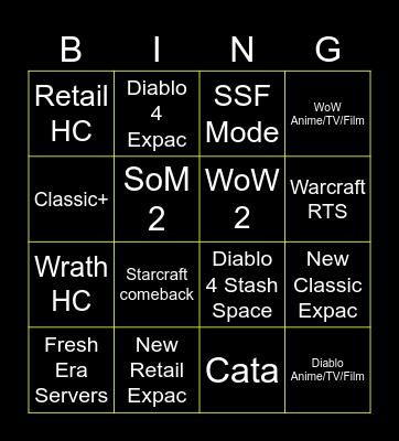 Blizzcon Bingo Card