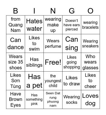 Get to know! Bingo Card