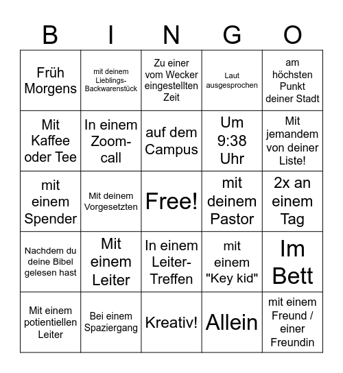 Matthäus 9 Gebet Bingo Card