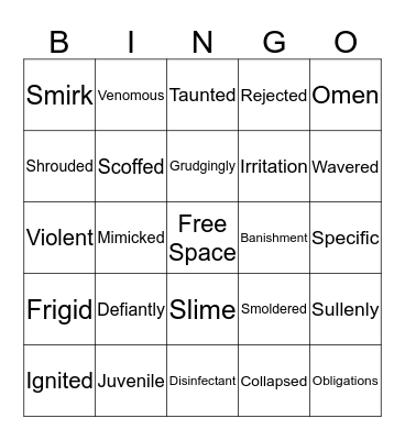 Vocabulary Bingo Card