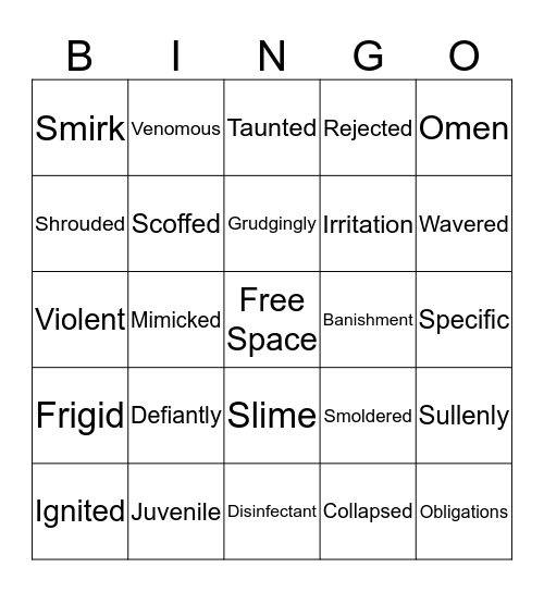 Vocabulary Bingo Card