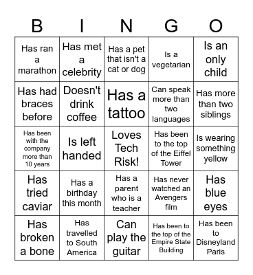 Icebreaker Bingo: Find Someone Who... Bingo Card