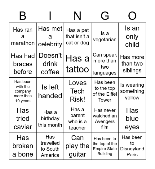 Icebreaker Bingo: Find Someone Who... Bingo Card