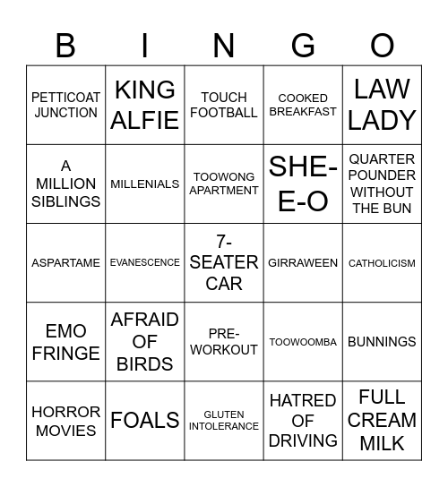 Bemily Bingo Card