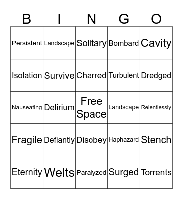 Vocabulary Bingo Card