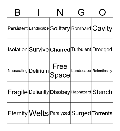 Vocabulary Bingo Card