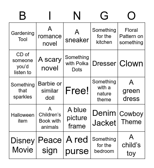 Goodwill Bingo Card