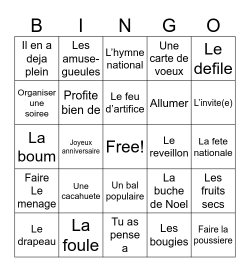 Chapitre 2 Bingo Card