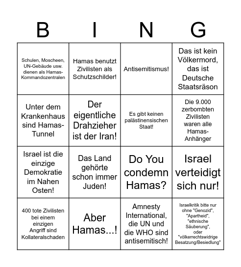 Bullshit-Bingo (Israel-Version) Bingo Card