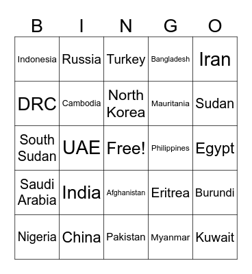 24 Hour Race Bingo Card