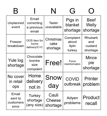 COOK Bingo Card