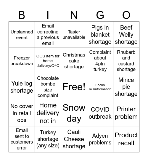 COOK Bingo Card