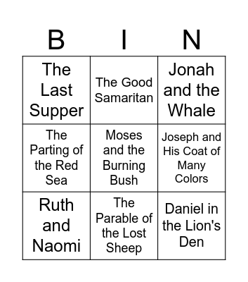 Bible Bingo Card