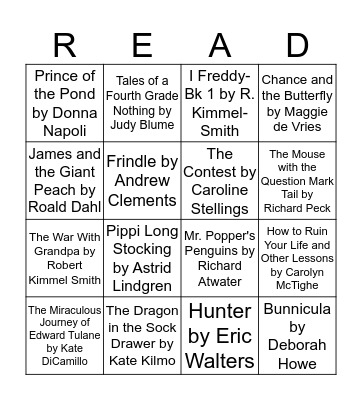 What I've read Gr.4 Bingo Card