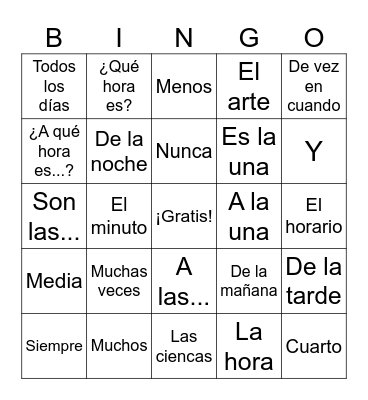 A1U2L1 Vocab Pt 1 Bingo Card