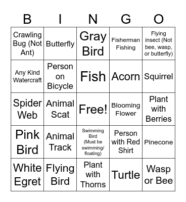 NATURE BINGO Card