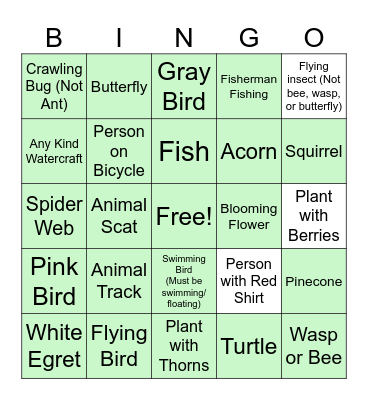 NATURE BINGO Card