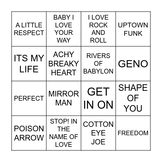 The Mix Tape Bingo Card