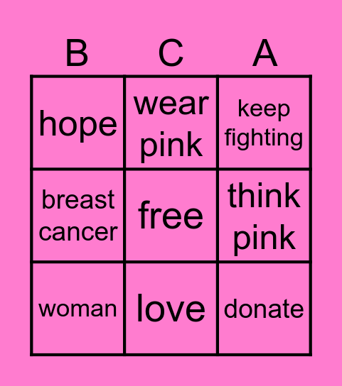 breast cancer awareness bingo Card