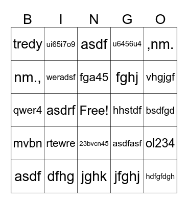 test Bingo Card