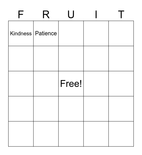 Fruits of the Spirit Bingo Card