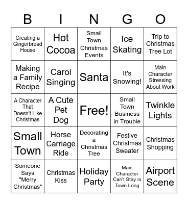 Hallmark Christmas Movie Bingo Card