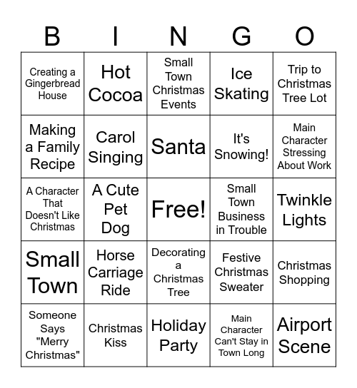 Hallmark Christmas Movie Bingo Card