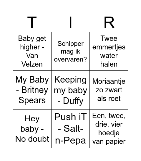 Babyshower Bingo Card