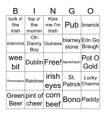 HAPPY ST. PADDY'S DAY Bingo Card