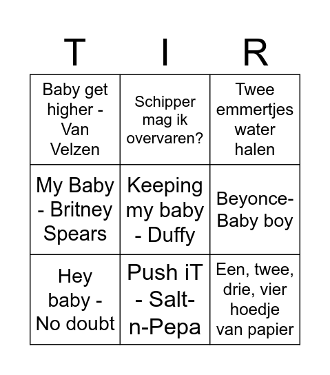 Babyshower Bingo Card