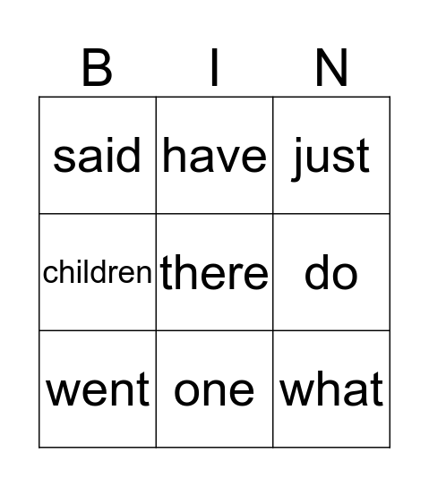 Phase 4 High Frequency Words BINGO Card