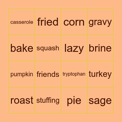 Thanksgiving Bingo Card