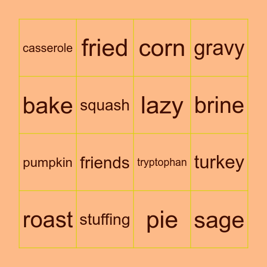 Thanksgiving Bingo Card