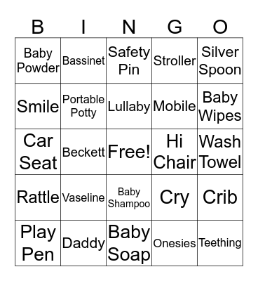 Baby's Coming Bingo Card