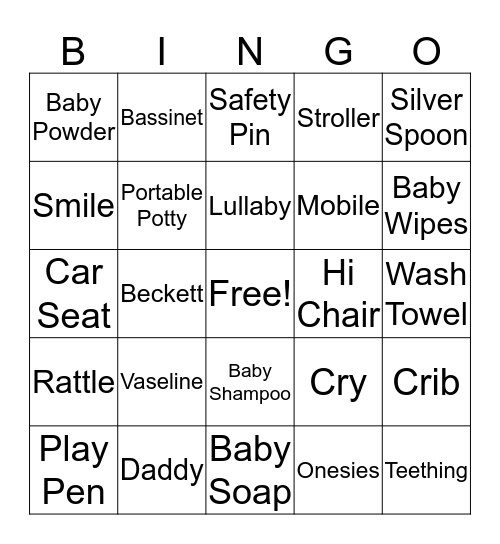Baby's Coming Bingo Card