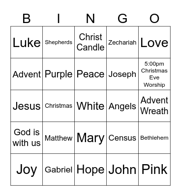 New "Church" Year BINGO Card